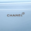 CHANEL Matelasse Chain Shoulder Bag Lamb Skin Light Blue Gold CC Auth 195324V-19