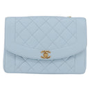 CHANEL Matelasse Chain Shoulder Bag Lamb Skin Light Blue Gold CC Auth 195324V-2