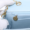 CHANEL Matelasse Chain Shoulder Bag Lamb Skin Light Blue Gold CC Auth 195324V-24