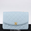 CHANEL Matelasse Chain Shoulder Bag Lamb Skin Light Blue Gold CC Auth 195324V-29