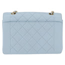 CHANEL Matelasse Chain Shoulder Bag Lamb Skin Light Blue Gold CC Auth 195324V-3