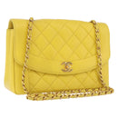 CHANEL Matelasse Chain Shoulder Bag Lamb Skin Yellow Gold Tone CC Auth 195325V-1