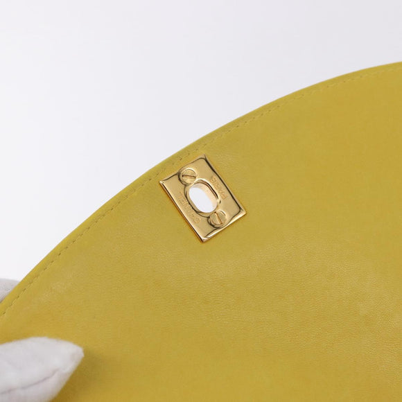 CHANEL Matelasse Chain Shoulder Bag Lamb Skin Yellow Gold Tone CC Auth 195325V