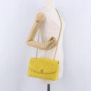 CHANEL Matelasse Chain Shoulder Bag Lamb Skin Yellow Gold Tone CC Auth 195325V-26