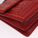 Salvatore Ferragamo Gancini Hand Bag Leather 2way Red Gold Tone Auth 195327A-12