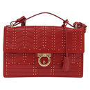Salvatore Ferragamo Gancini Hand Bag Leather 2way Red Gold Tone Auth 195327A-2