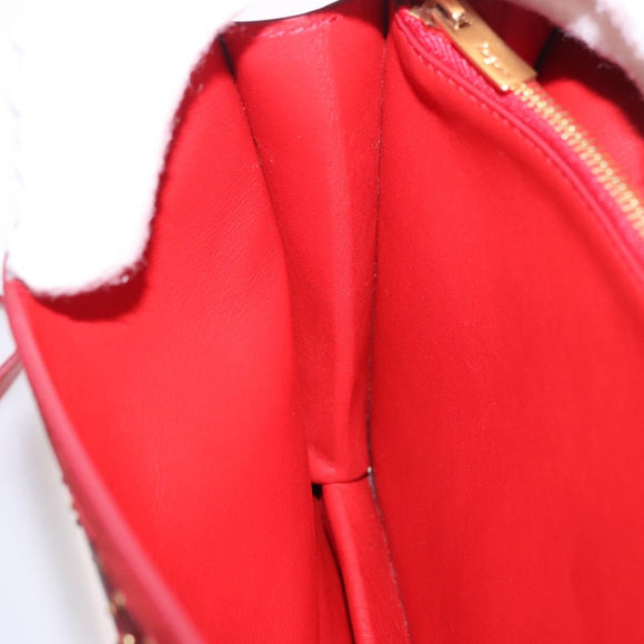 Salvatore Ferragamo Gancini Hand Bag Leather 2way Red Gold Tone Auth 195327A