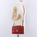 Salvatore Ferragamo Gancini Hand Bag Leather 2way Red Gold Tone Auth 195327A-28