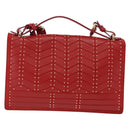 Salvatore Ferragamo Gancini Hand Bag Leather 2way Red Gold Tone Auth 195327A-3