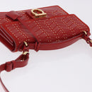 Salvatore Ferragamo Gancini Hand Bag Leather 2way Red Gold Tone Auth 195327A-6