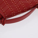 Salvatore Ferragamo Gancini Hand Bag Leather 2way Red Gold Tone Auth 195327A-7