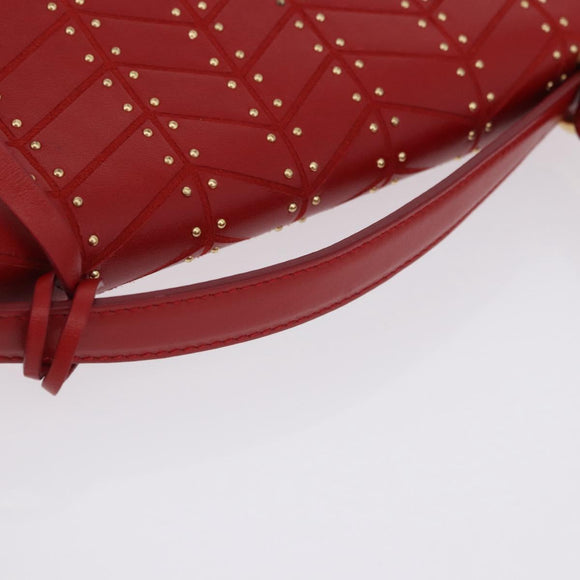 Salvatore Ferragamo Gancini Hand Bag Leather 2way Red Gold Tone Auth 195327A