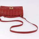 Salvatore Ferragamo Gancini Hand Bag Leather 2way Red Gold Tone Auth 195327A-9