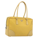 PRADA Tote Bag Canvas Yellow Silver Auth 195332A-1
