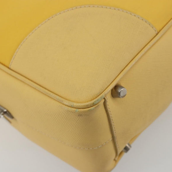 PRADA Tote Bag Canvas Yellow Silver Auth 195332A