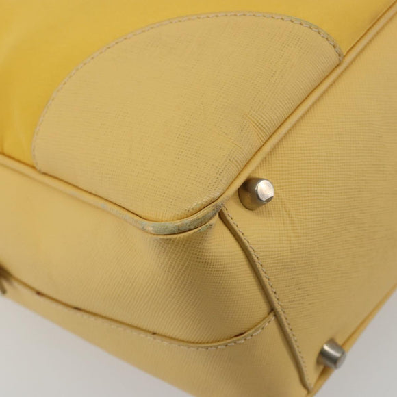 PRADA Tote Bag Canvas Yellow Silver Auth 195332A