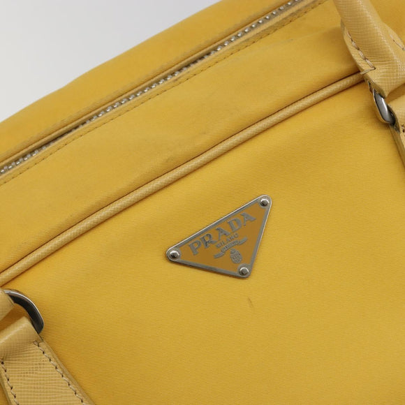 PRADA Tote Bag Canvas Yellow Silver Auth 195332A