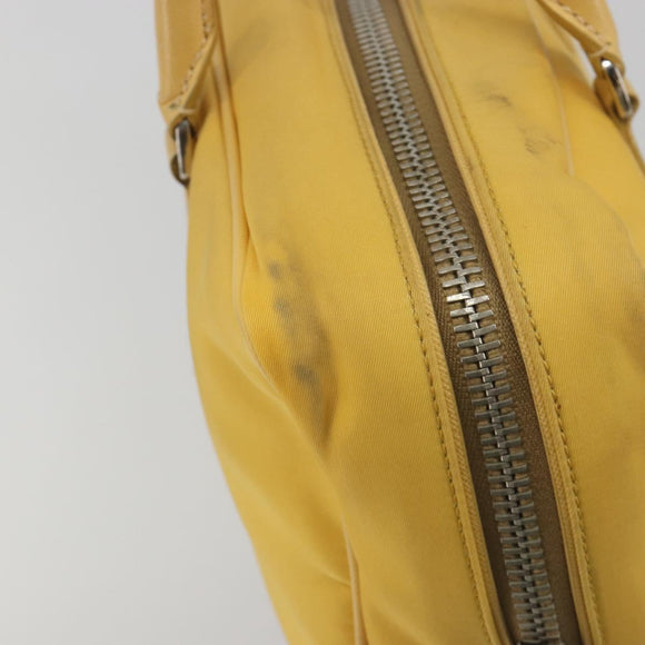 PRADA Tote Bag Canvas Yellow Silver Auth 195332A