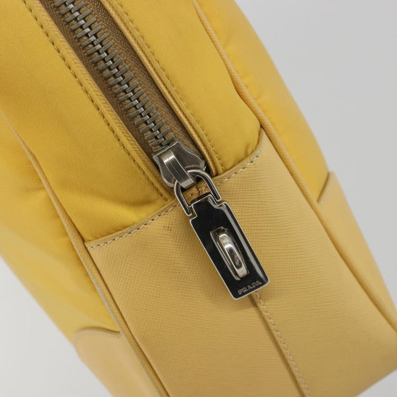 PRADA Tote Bag Canvas Yellow Silver Auth 195332A