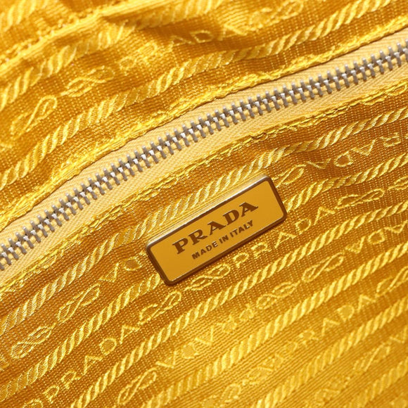 PRADA Tote Bag Canvas Yellow Silver Auth 195332A