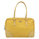 PRADA Tote Bag Canvas Yellow Silver Auth 195332A-13