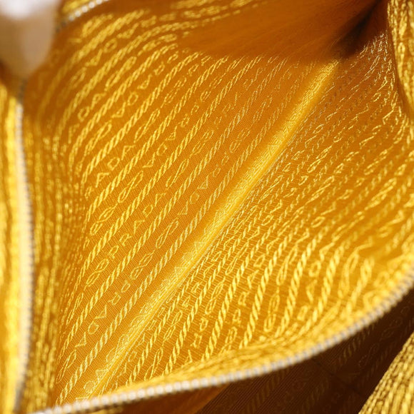 PRADA Tote Bag Canvas Yellow Silver Auth 195332A