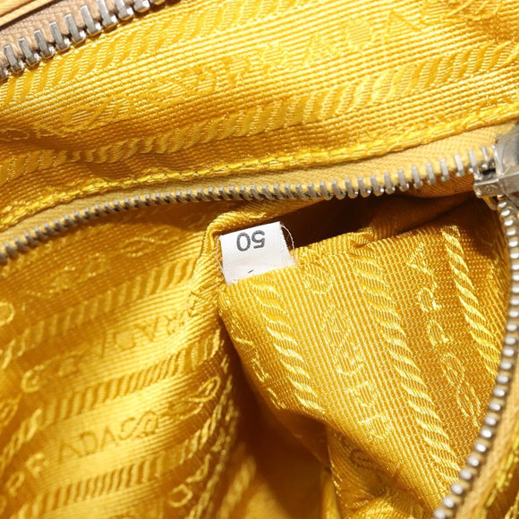 PRADA Tote Bag Canvas Yellow Silver Auth 195332A