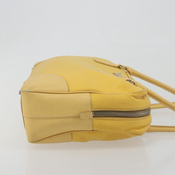 PRADA Tote Bag Canvas Yellow Silver Auth 195332A