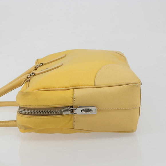 PRADA Tote Bag Canvas Yellow Silver Auth 195332A