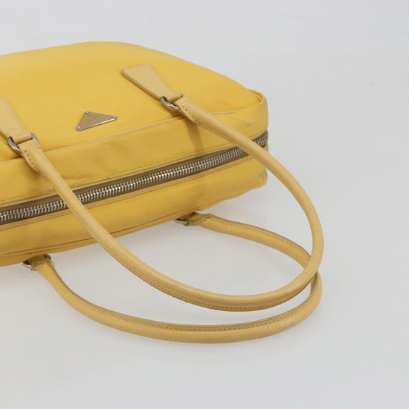 PRADA Tote Bag Canvas Yellow Silver Auth 195332A