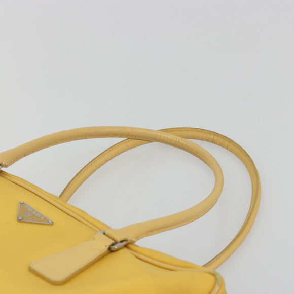 PRADA Tote Bag Canvas Yellow Silver Auth 195332A