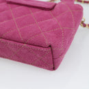 CHANEL Matelasse Chain Shoulder Pouch Canvas 2way Pink Gold CC Auth 195334V-12