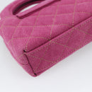CHANEL Matelasse Chain Shoulder Pouch Canvas 2way Pink Gold CC Auth 195334V-13