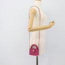 CHANEL Matelasse Chain Shoulder Pouch Canvas 2way Pink Gold CC Auth 195334V-21