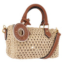 LOUIS VUITTON Nano Speedy Hand Bag Raffia 2way Beige Gold M83525 LV Auth 195336SAM-1