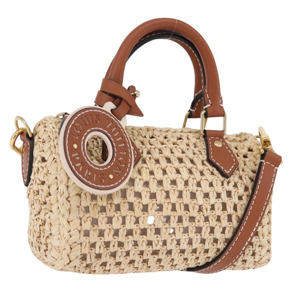 LOUIS VUITTON Nano Speedy Hand Bag Raffia 2way Beige Gold M83525 LV Auth 195336SAM