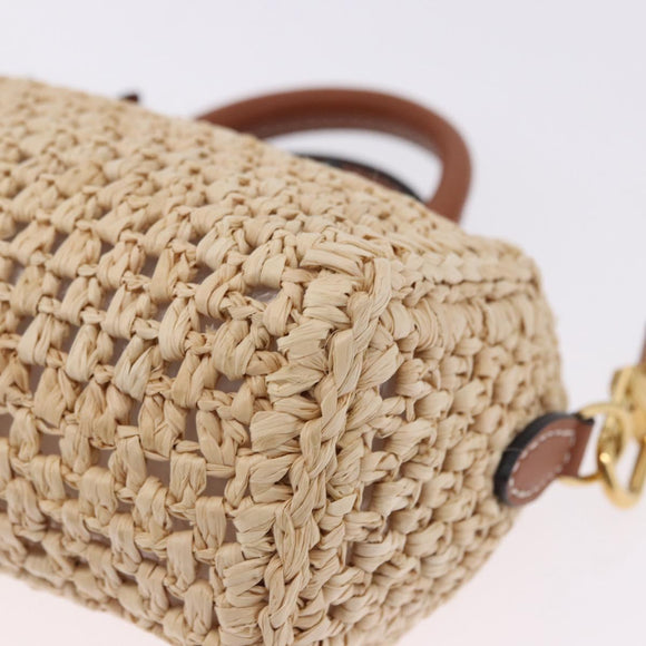 LOUIS VUITTON Nano Speedy Hand Bag Raffia 2way Beige Gold M83525 LV Auth 195336SAM
