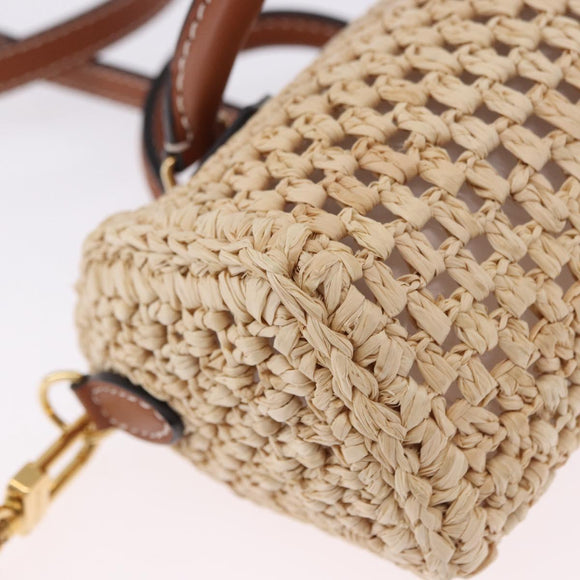 LOUIS VUITTON Nano Speedy Hand Bag Raffia 2way Beige Gold M83525 LV Auth 195336SAM