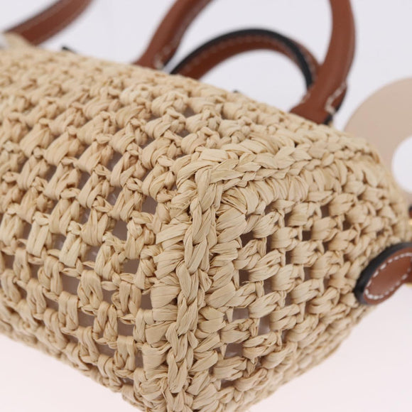 LOUIS VUITTON Nano Speedy Hand Bag Raffia 2way Beige Gold M83525 LV Auth 195336SAM