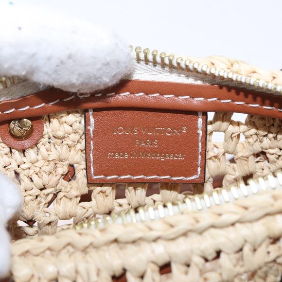 LOUIS VUITTON Nano Speedy Hand Bag Raffia 2way Beige Gold M83525 LV Auth 195336SAM