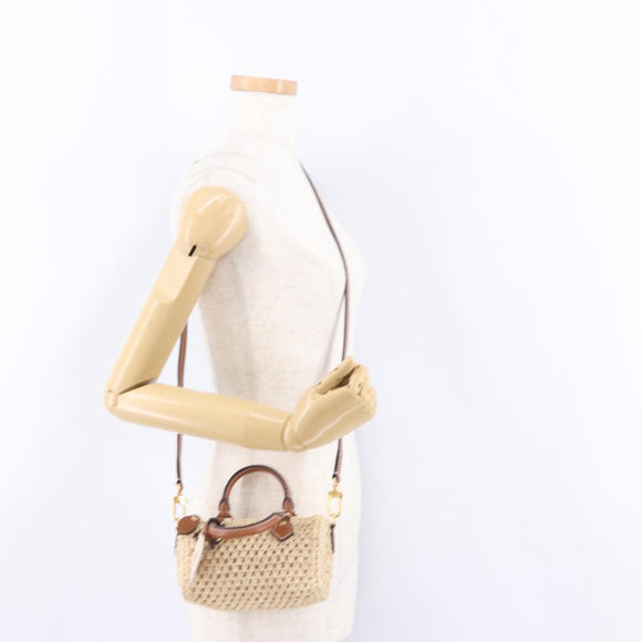 LOUIS VUITTON Nano Speedy Hand Bag Raffia 2way Beige Gold M83525 LV Auth 195336SAM
