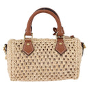 LOUIS VUITTON Nano Speedy Hand Bag Raffia 2way Beige Gold M83525 LV Auth 195336SAM-2