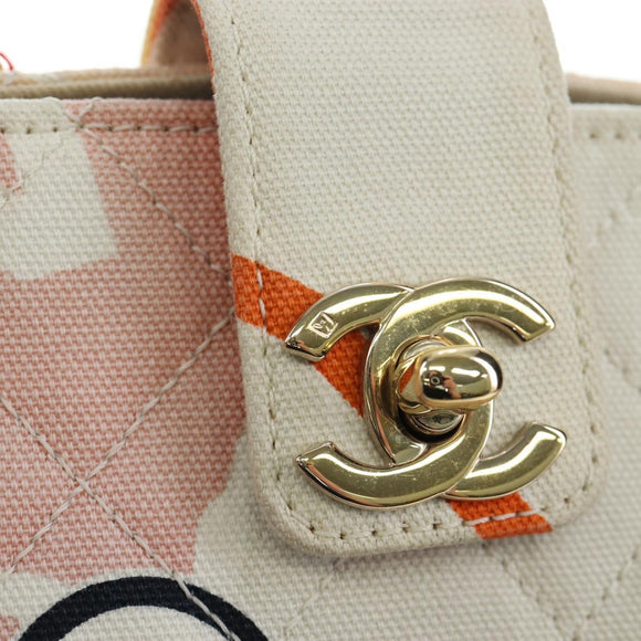 CHANEL Matelasse Chain Shoulder Bag Canvas Multicolor Gold CC Auth 195337SM
