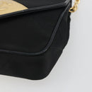 CHANEL Matelasse Chain Shoulder Bag Satin Black Gold CC Auth 195338A-15
