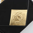 CHANEL Matelasse Chain Shoulder Bag Satin Black Gold CC Auth 195338A-20