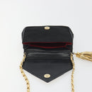 CHANEL Matelasse Chain Shoulder Bag Satin Black Gold CC Auth 195338A-9