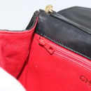 CHANEL Matelasse Chain Shoulder Bag Satin Black Gold CC Auth 195338A-24