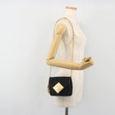 CHANEL Matelasse Chain Shoulder Bag Satin Black Gold CC Auth 195338A-26