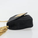 CHANEL Matelasse Chain Shoulder Bag Satin Black Gold CC Auth 195338A-4