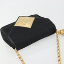 CHANEL Matelasse Chain Shoulder Bag Satin Black Gold CC Auth 195338A-6